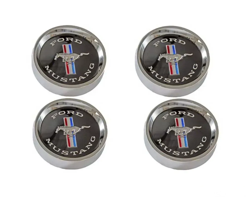 Scott Drake Styled Steel Hubcaps Black Background Ford Mustang 1965-1966