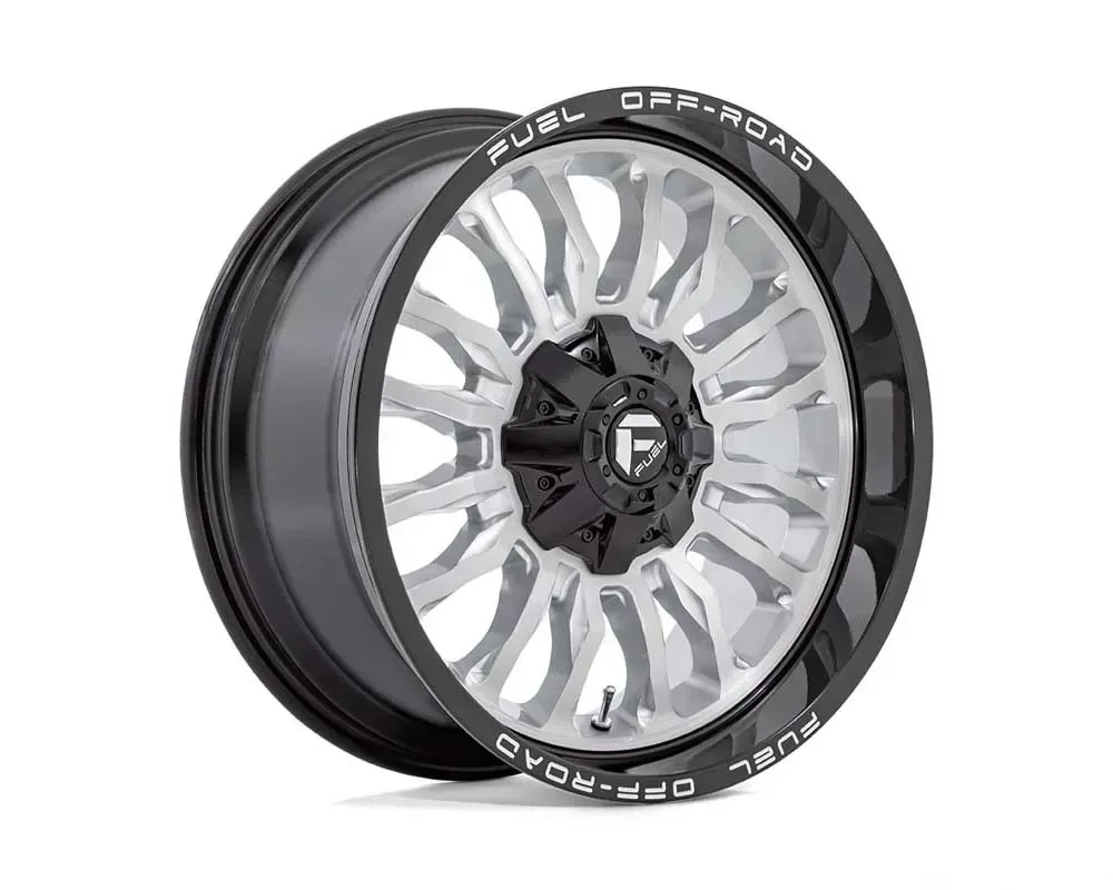 FUEL 1PC D798 Arc Wheel 22x10 8x6.5 -18mm Silver BRushed Face w/Milled Black Lip