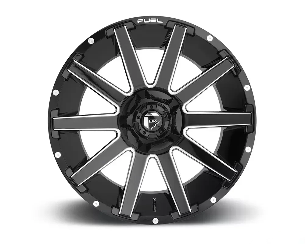 FUEL D615 Contra Gloss Black & Milled 1-Piece Cast Wheel 20x10 8x170 -18mm