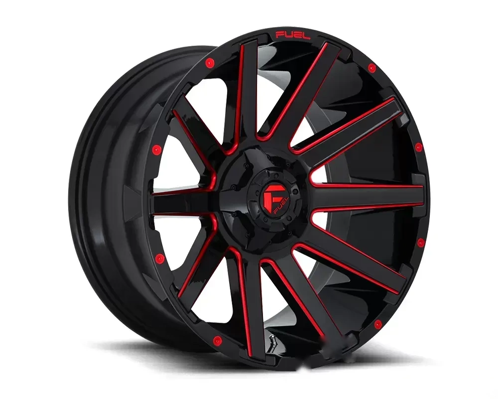 FUEL D643 Contra Gloss Black w/ Candy Red 1-Piece Cast Wheel 20x9 6x135 | 6x139.7 02mm
