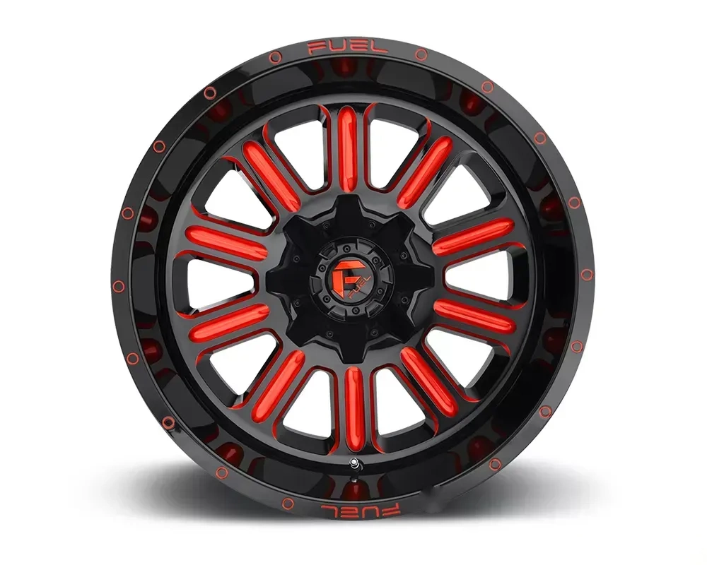 FUEL D621 Hardline Gloss Black w/ Candy Red 1-Piece Cast Wheel 20x10 5x139.7 | 5x150 -18mm