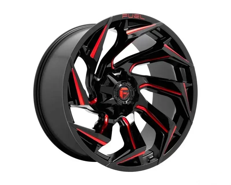 FUEL D755 Reaction Wheel 20x9 8x165.10 1mm Gloss Black Milled With Red Tint