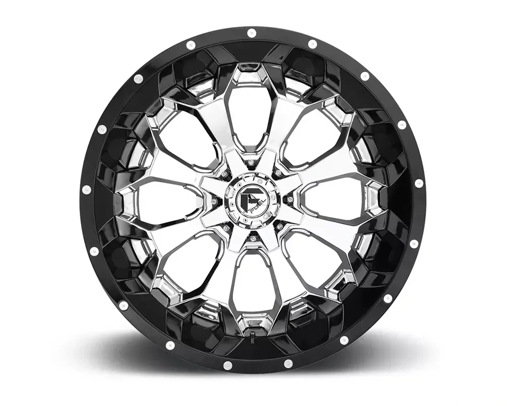 FUEL D246 Assault Chrome Face w/ Gloss Black Lip 2-Piece Cast Wheel 22x10 8x165.1 -13mm