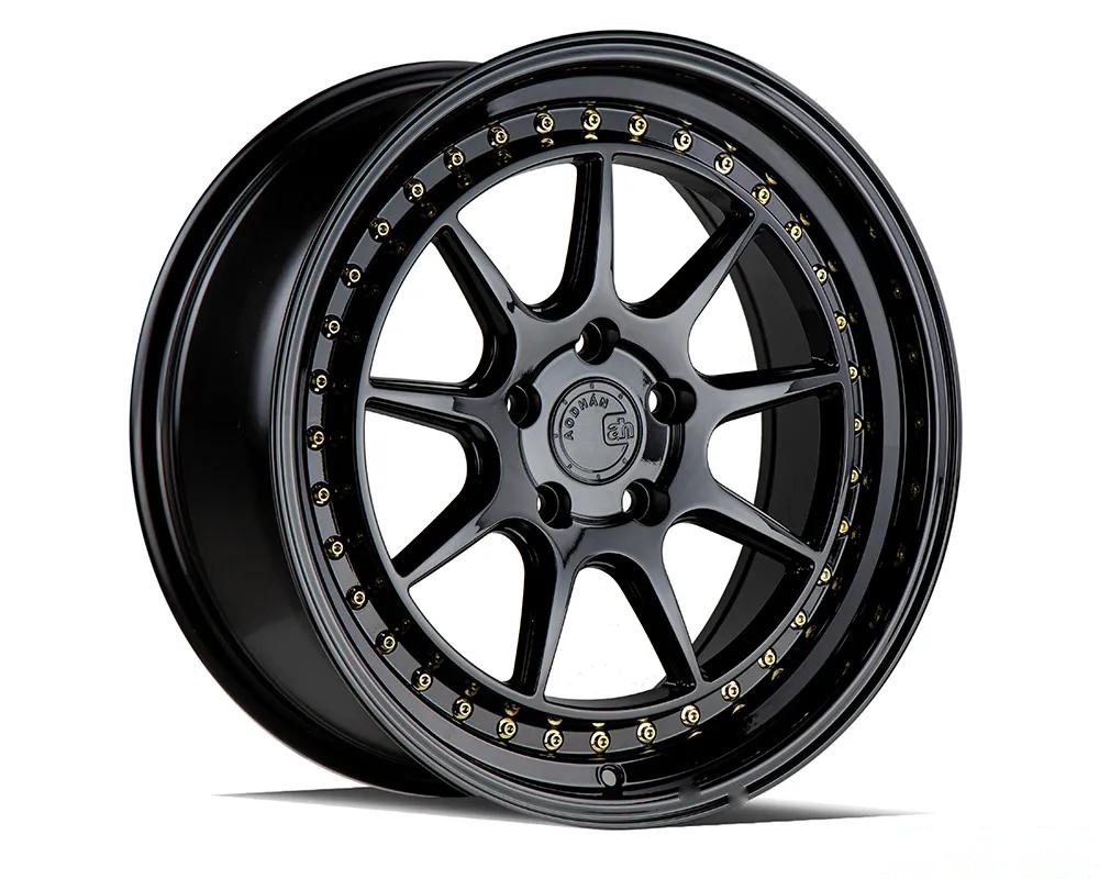 AodHan Wheels DS-X Wheels 5x114.3 18x10.5 15 Gloss Black w/ Gold Rivets