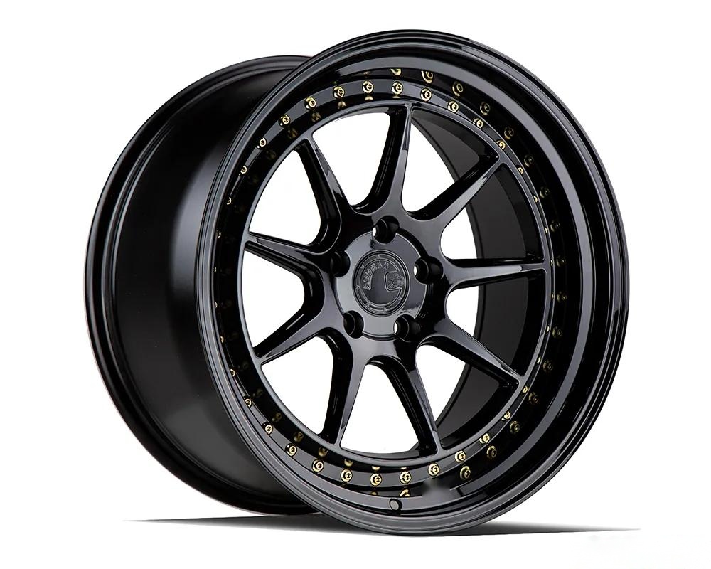 AodHan Wheels DS-X Wheels 5x114.3 18x10.5 22 Gloss Black w/ Gold Rivets