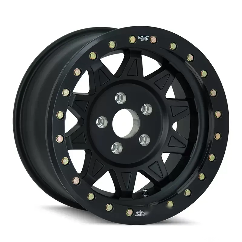 Dirty Life Roadkill Race 9302 Matte Black | Black Beadlock 17X9 8x165.1 -14mm 130.8mm Wheel