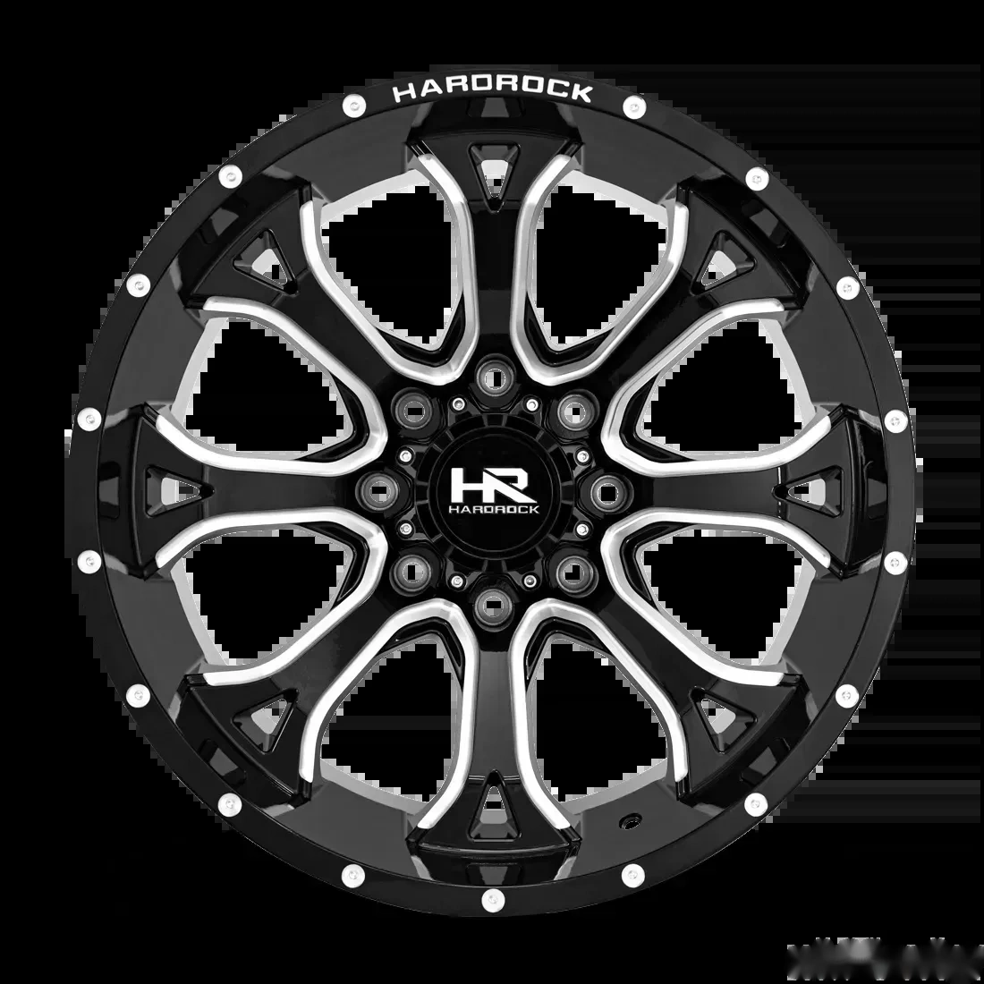 Hardrock Offroad BloodShot Xposed Aluminum Wheel 24x14 6x135 -76 87.1 Gloss Black Milled