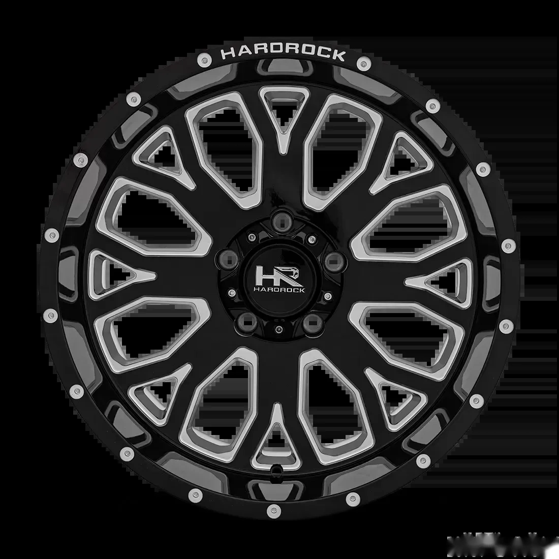 Hardrock Offroad Slammer XPosed Aluminum Wheel 20x10 8x180 -19 124.3 Gloss Black Milled