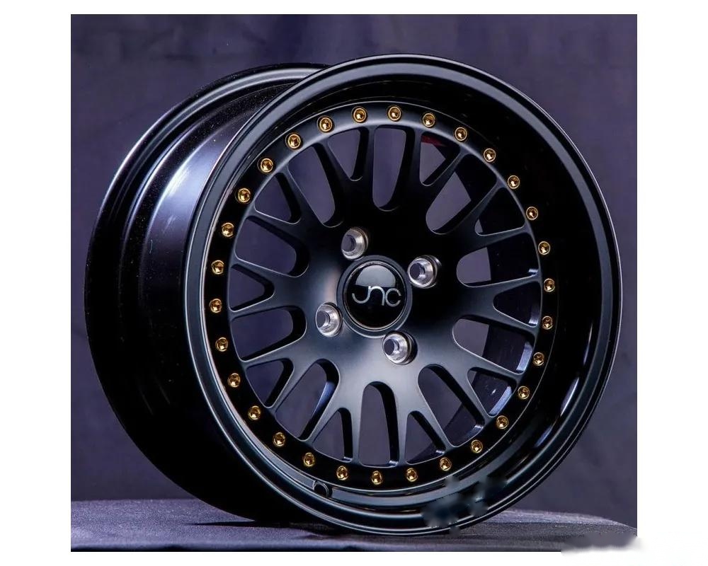 JNC JNC001 Wheel 16x9 5x100|5x114.3 25mm Matte Black w/ Gold Rivets