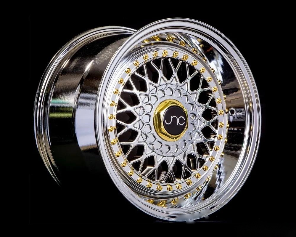 JNC JNC004S Wheel 17x10 4x100|4x114.3 25mm Platinum w/ Gold Rivets