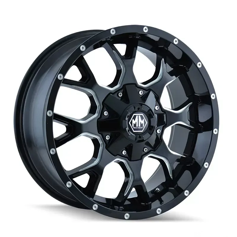 Mayhem Warrior 8015 Gloss Black Milled 17X9 5X127/5X139.7 -12MM 87MM Wheel