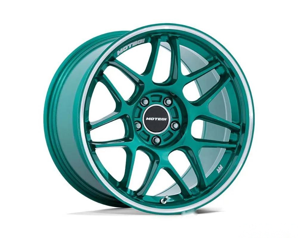 MOTEGI Racing MR158 Tsubaki Wheel 18x9.5 5X114.3 15 Hokkaido Green w/Machined Lip