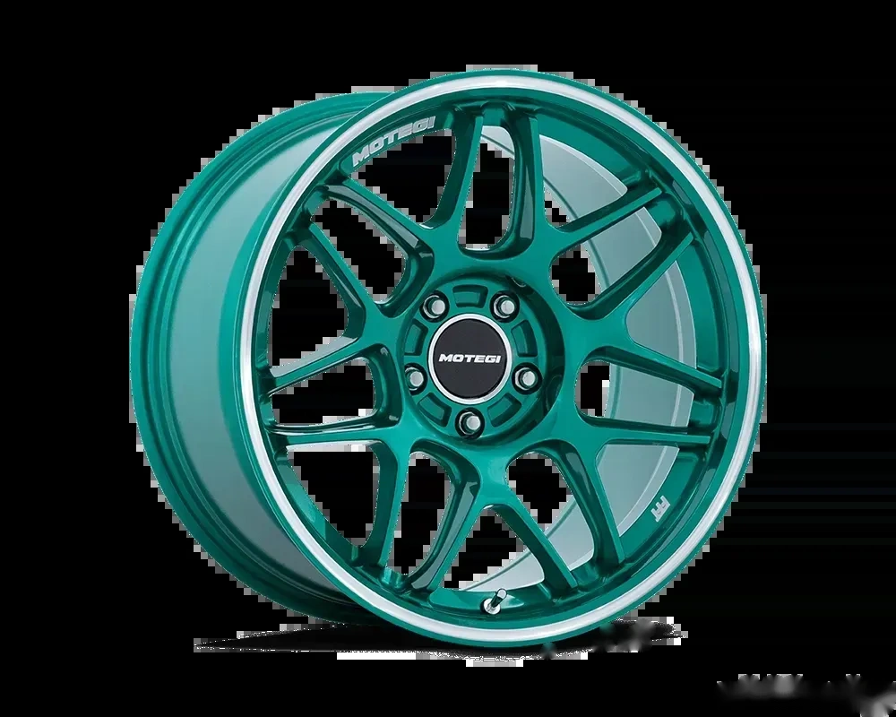 MOTEGI Racing MR158 Tsubaki Wheel 18x9.5 5x112 35 Hokkaido Green w/Machined Lip