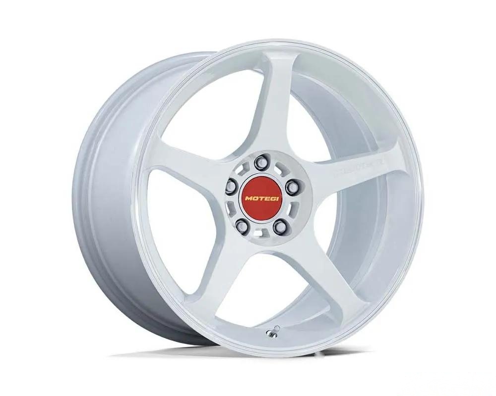 MOTEGI Racing MR159 Battle V Wheel 18x8.5 5x100 30mm Matsuri White Pearl w/Machined Lip Stripe