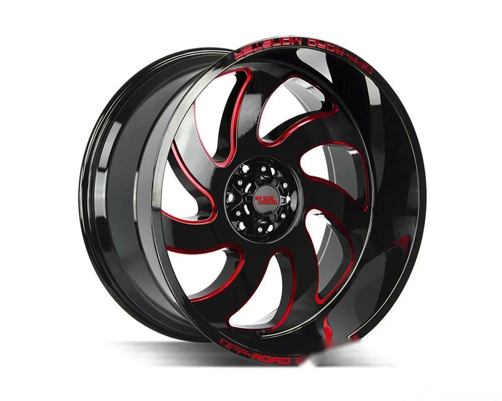 Off-Road Monster M07 Series Gloss Black w/ CNC Candy Red Tinted Clear Wheel 22x12 6x139.7 -44mm