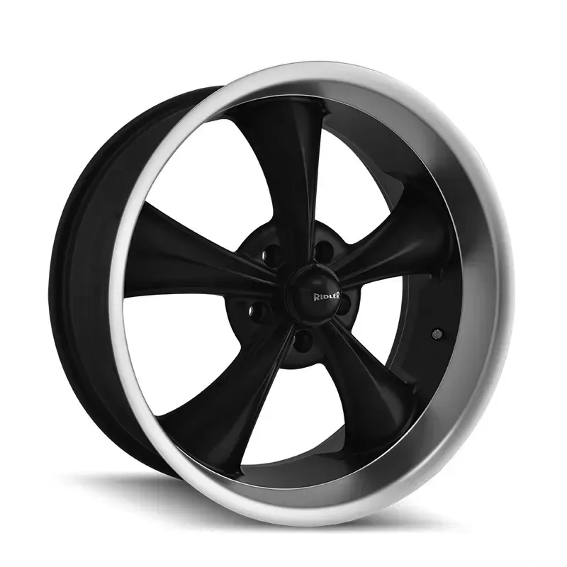 Ridler Wheels Aluminum 695 17x7 Matte Black Machined Lip 5x120.65 Bolt Pattern