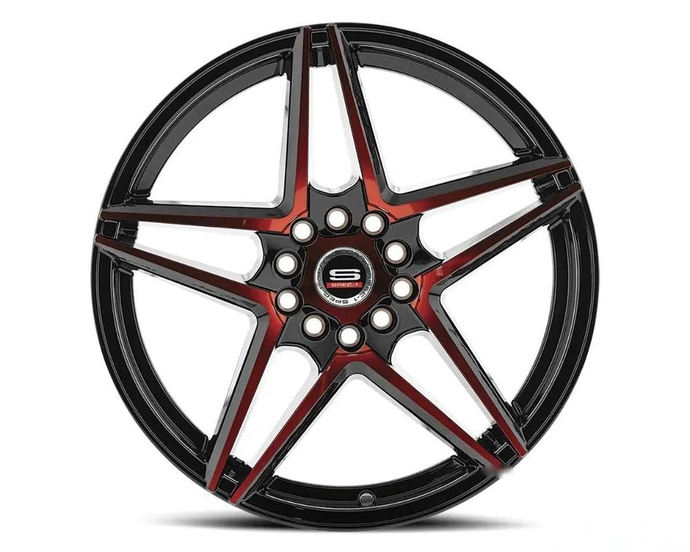 Spec-1 SP-54 Wheel 18x8 4x100|4x114.3 38mm Gloss Black & Red Machined