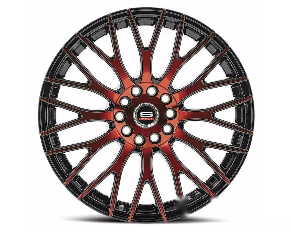 Spec-1 SP-55 Wheel 18x8 4x100|4x114.3 38mm Gloss Black & Red Machined