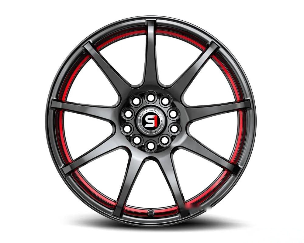 Spec-1 SP-67 Wheel 17x7 5x114.3 | 5x120 42mm Gloss Black & Red Line