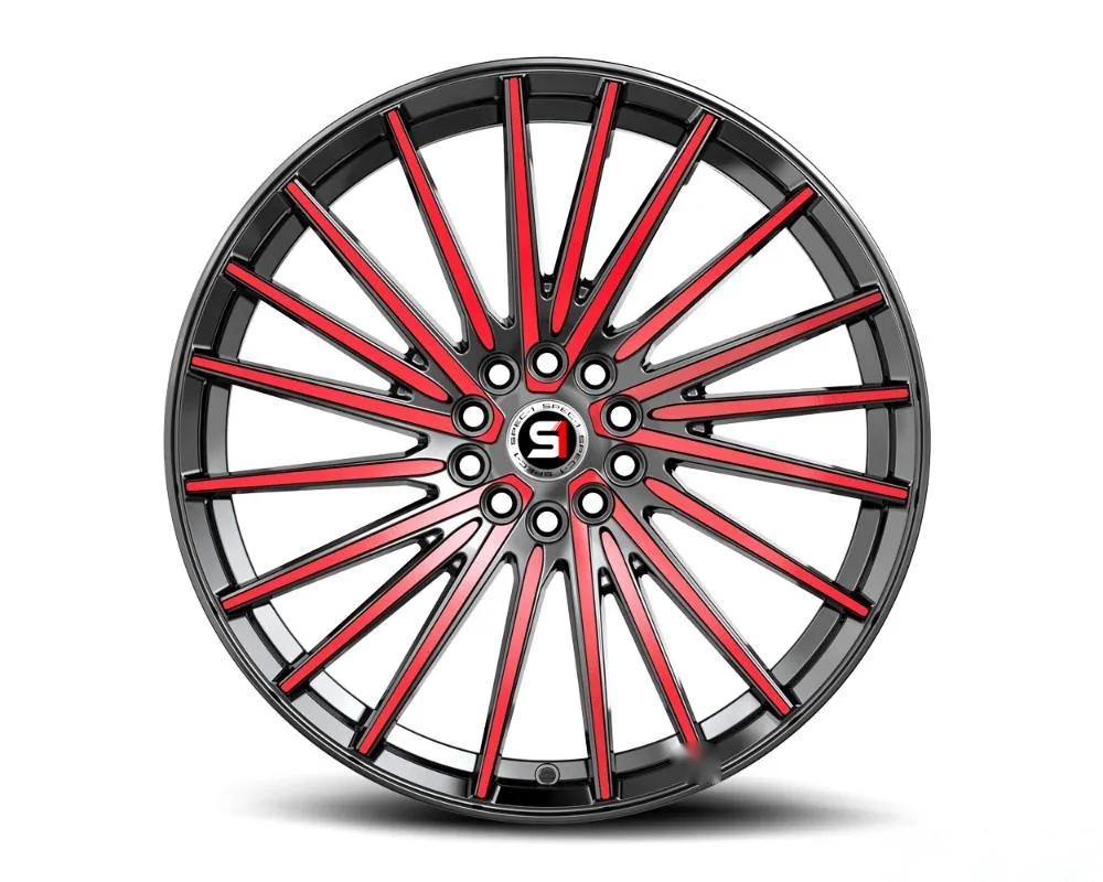 Spec-1 SP-68 Wheel 18x8 4x100 | 4x114.3 38mm Gloss Black & Red Machined