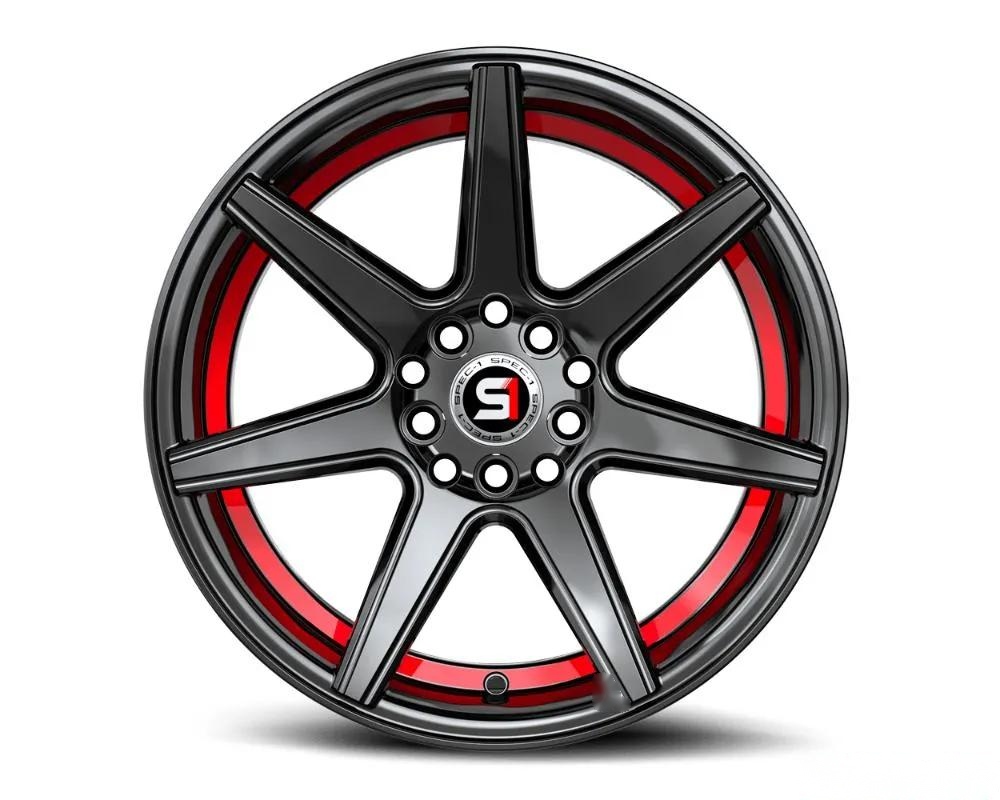 Spec-1 SP-73 Wheel 17x7.5 5x112 | 5x114.3 42mm Gloss Black & Red Undercut