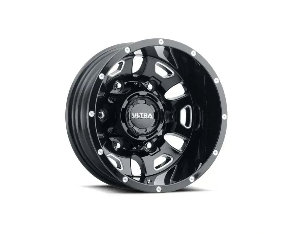 Ultra Motorsports 003 Hunter Van Dually Wheel 16x6 6x205 -130mm Gloss Black w/Milled Accents and Clear Coat