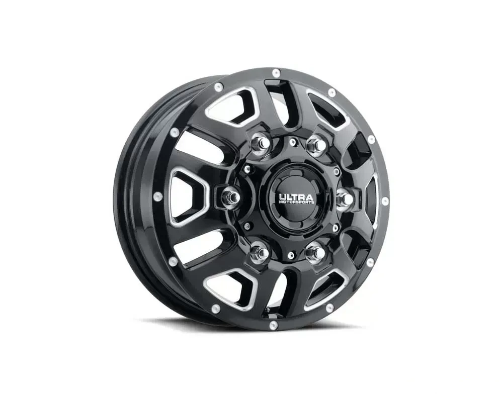 Ultra Motorsports 003 Hunter Van Dually Wheel 16x6 6x205 110mm Gloss Black w/Milled Accents and Clear Coat