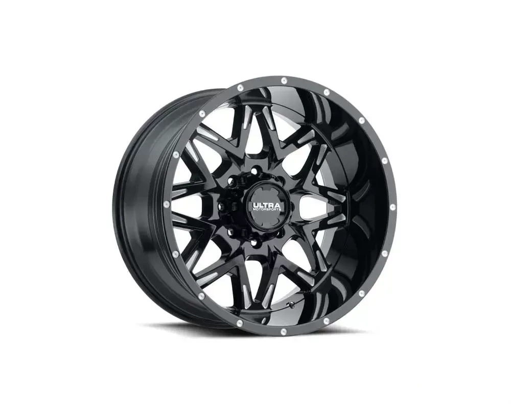 Ultra Motorsports 254 Carnivore Wheel 22x12 6x5.5 -44mm Gloss Black w/Milled Accents and Clear-Coat