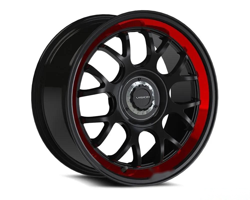 Vision 478 Alpine Wheel 16x8 5x4.25 | 5x4.5 38mm Gloss Black Red Tint Brushed Lip