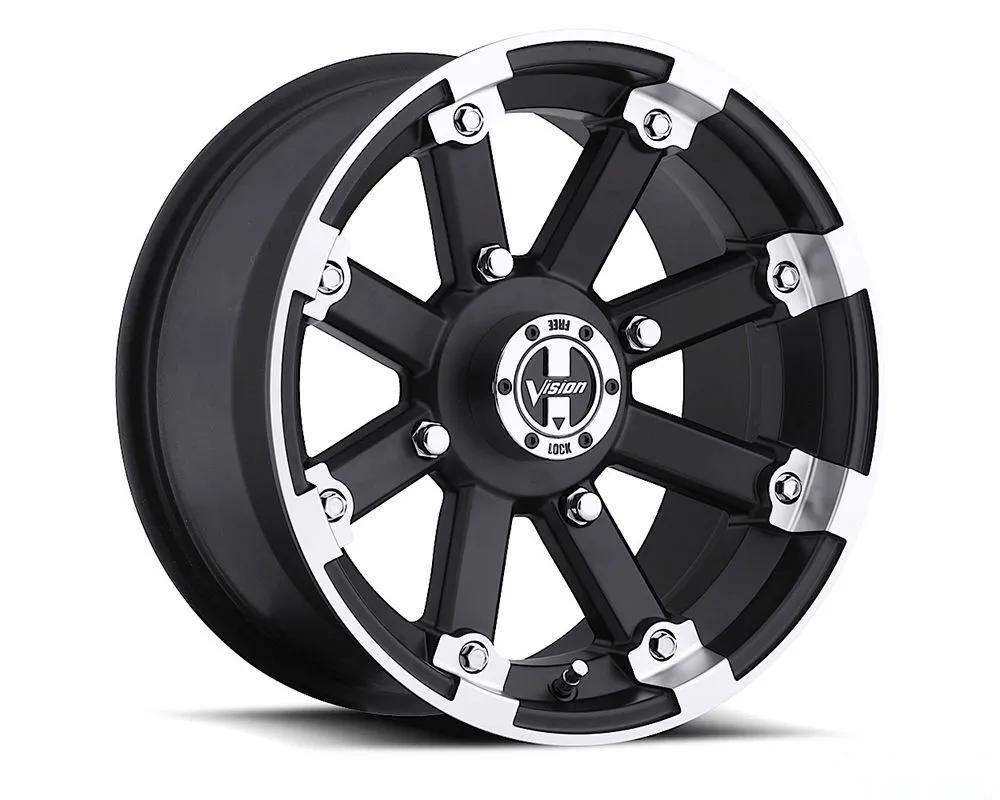 Vision 393 Lock Out Wheel 12x8 4x4 -10mm Matte Black Machined Lip