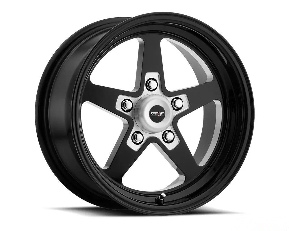 Vision 571 Sport Star II Wheel 15x4 5x4.75 -19mm Gloss Black with Milled Center