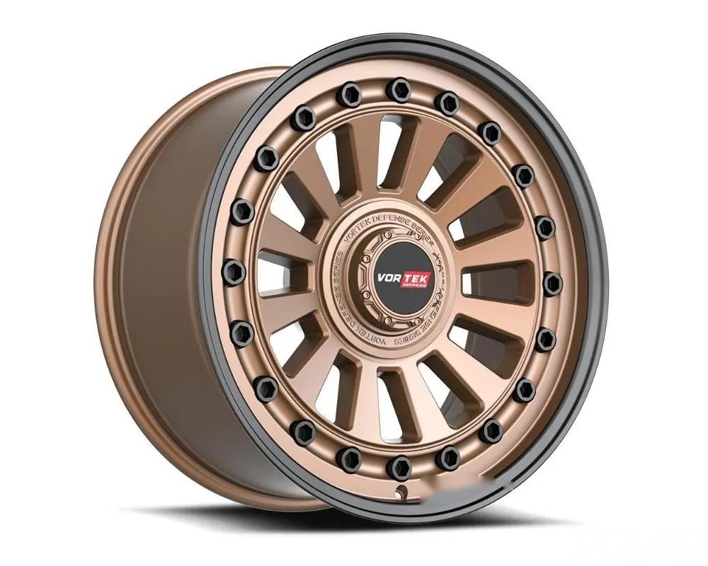 Vortek VRD-702 Radar Wheel 17x9 5x127|5x139.7 -12mm Matte Bronze w/ Black Bolts & Lip