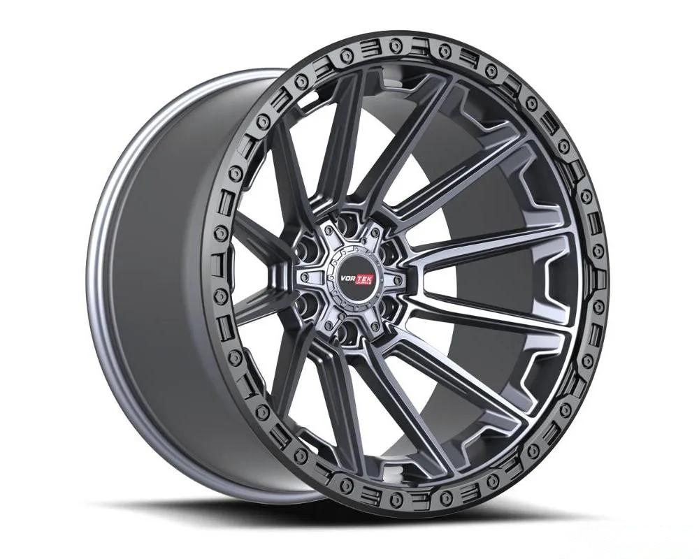 Vortek VRT-601 Spartan Wheel 20x9 6x135|6x139.7 0mm Matte Titanium w/ Black Bead Ring