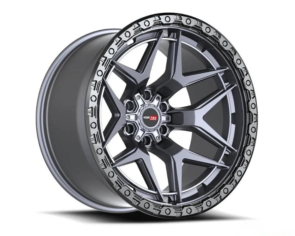 Vortek VRT-603 Atheno Wheel 18x9 Blank 18mm Matte Titanium w/ Black Bead Ring