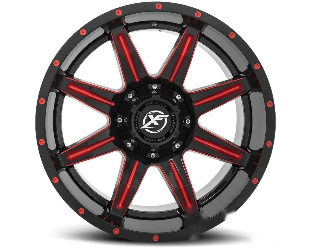XF Off-Road XF-215 Wheel 20x10 Blank -12mm Gloss Black w/ Red Milled