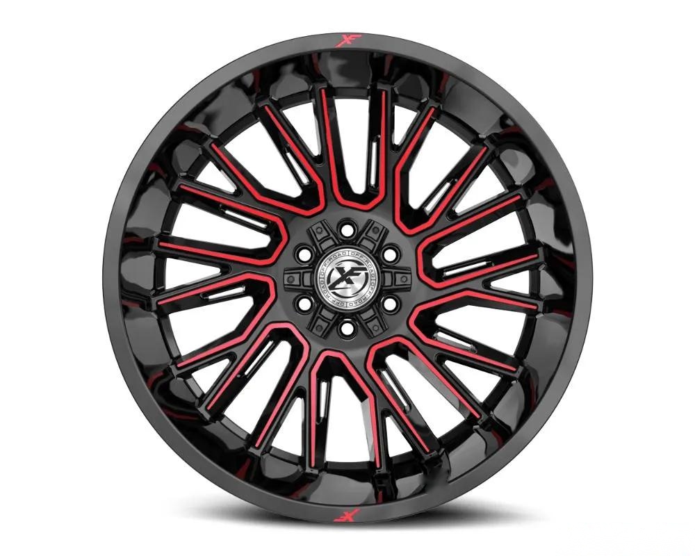 XF Off-Road XF-230 Wheel 20x10 6x135|6x139.7 -24mm Gloss Black w/ Red Milled