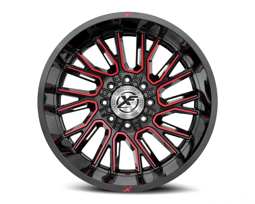 XF Off-Road XF-230 Wheel 20x10 8x165.1|8x170 -24mm Gloss Black w/ Red Milled