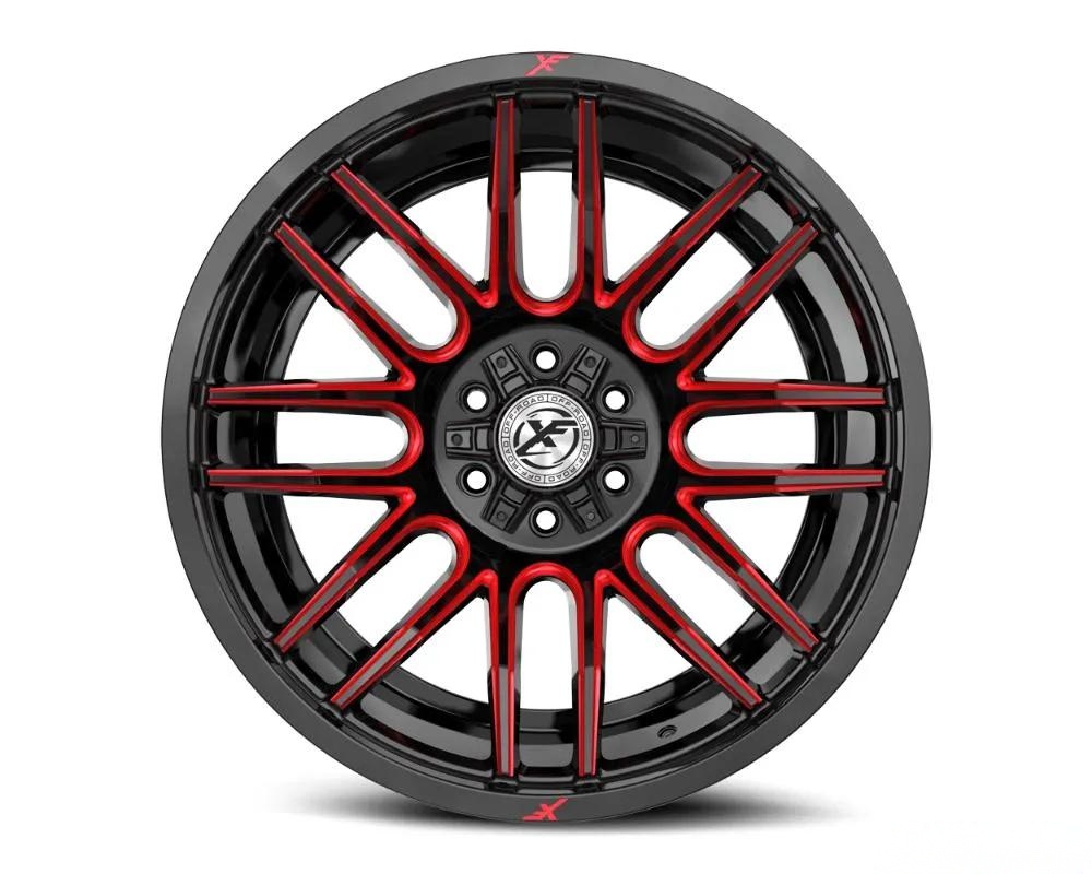 XF Off-Road XF-232 Wheel 17x9 5x127|5x139.7 12mm Gloss Black w/ Red Milled