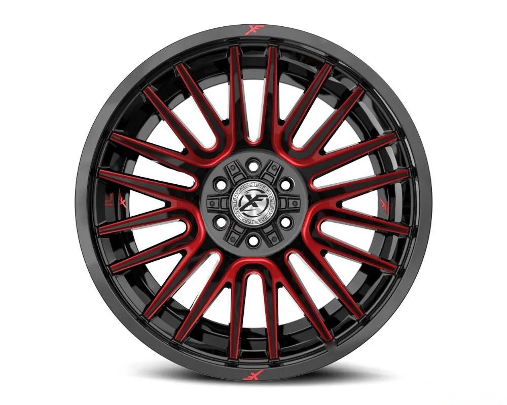 XF Off-Road XF-234 Wheel 17x9 6x135|6x139.7 12mm Gloss Black w/ Red Milled