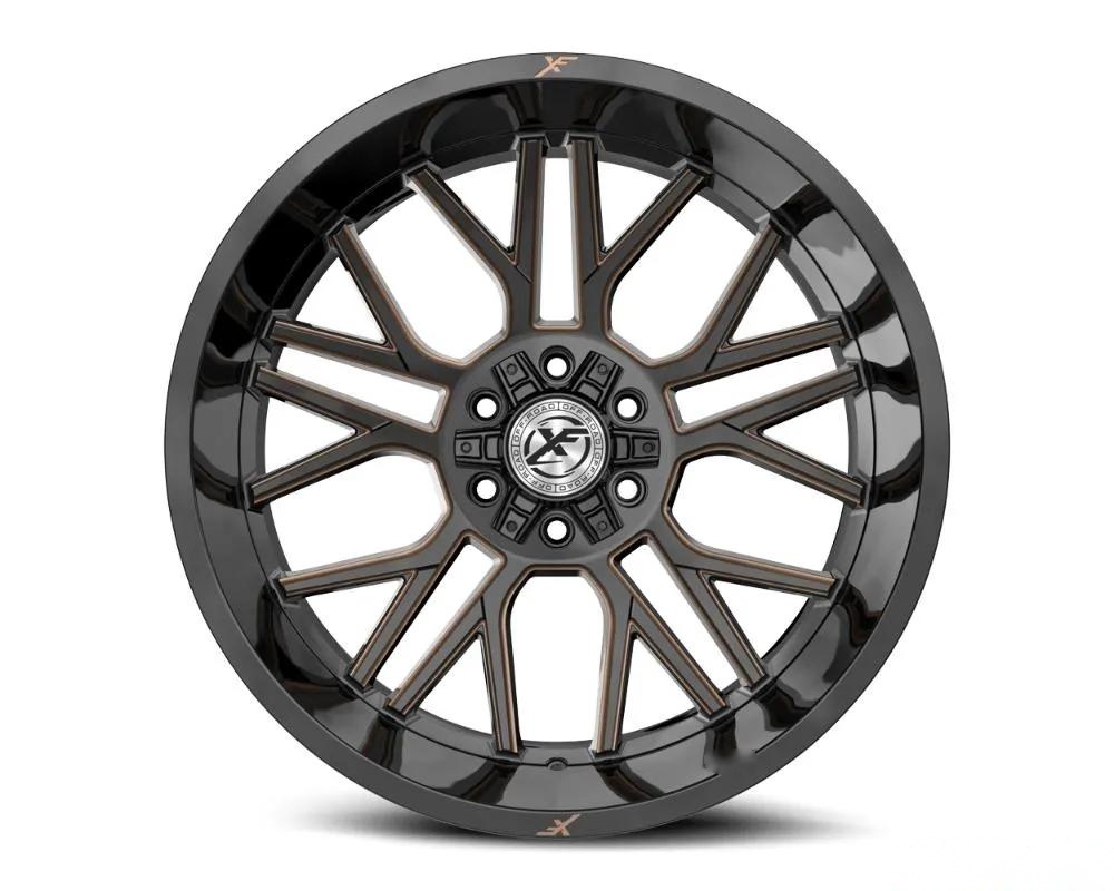 XF Off-Road XF-235 Wheel 20x10 6x135|6x139.7 -24mm Gloss Black w/ Bronze Milled