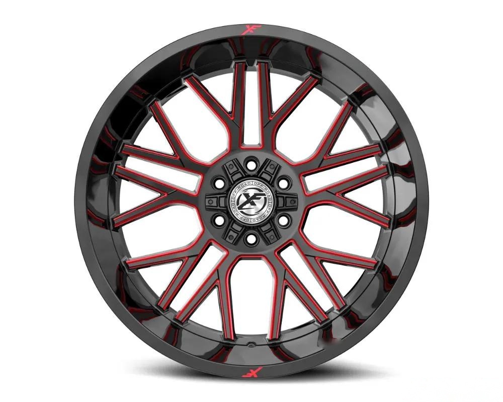 XF Off-Road XF-235 Wheel 20x10 6x135|6x139.7 -24mm Gloss Black w/ Red Milled
