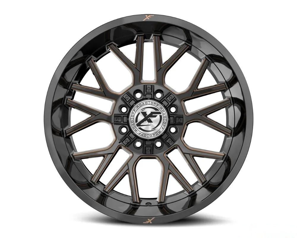 XF Off-Road XF-235 Wheel 20x10 8x165.1|8x170 -12mm Gloss Black w/ Bronze Milled