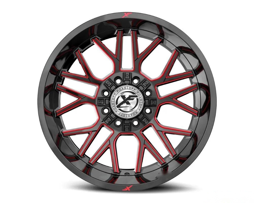XF Off-Road XF-235 Wheel 20x10 8x165.1|8x170 -12mm Gloss Black w/ Red Milled