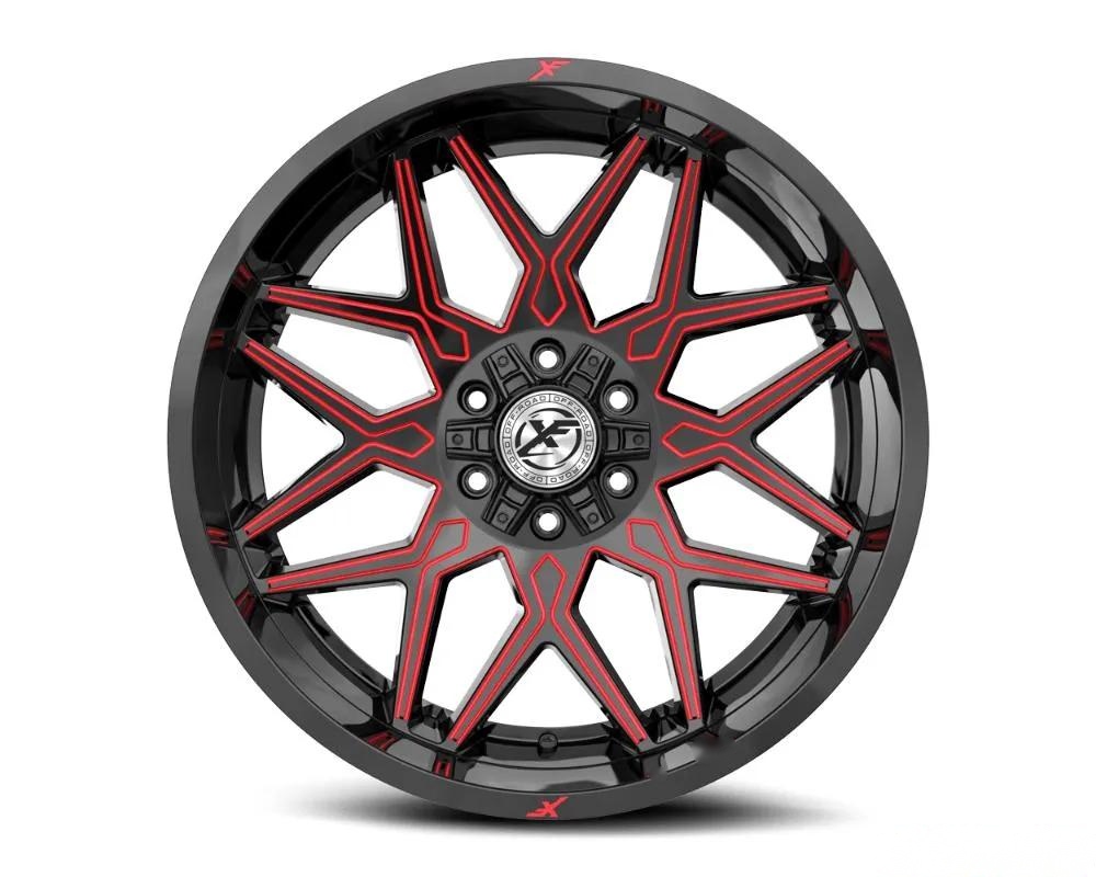 XF Off-Road XF-238 Wheel 18x9 6x135|6x139.7 0mm Gloss Black w/ Red Milled