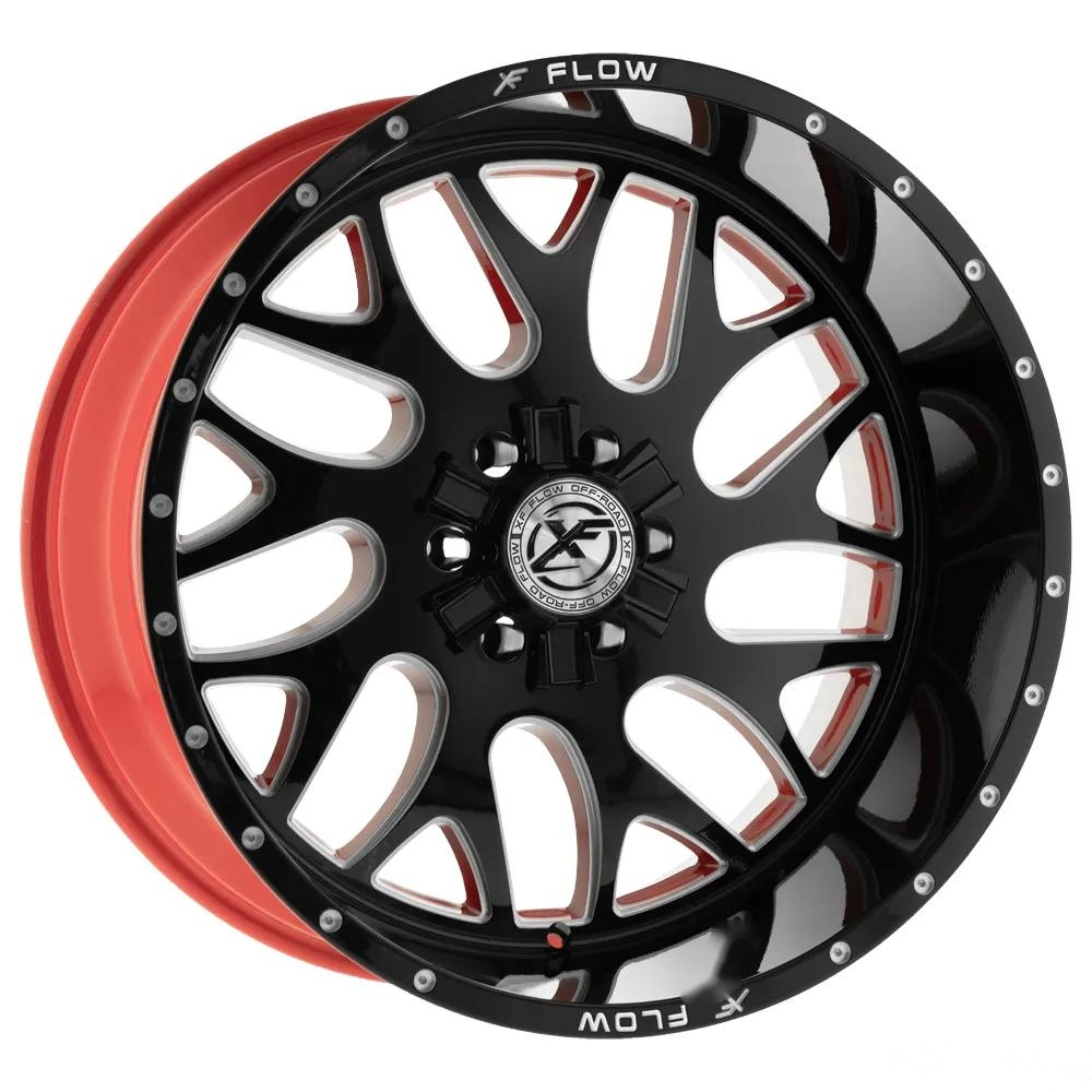 XFX Flow XFX-301 26X14 6X135 6X139.7 -76 Cb 106.4 Gloss Black & Milled w/ Red Inner