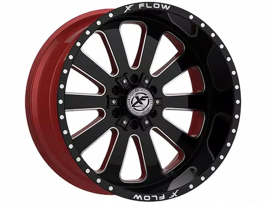 XFX Flow XFX-302 24X12 5X127 5X139.7 -44 Cb 78.1 Gloss Black & Milled w/ Red Inner