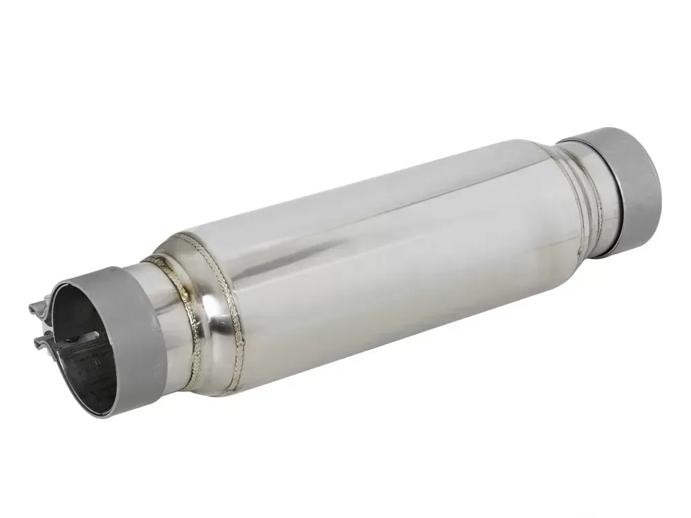 aFe Power Mach Force-Xp Stainless Resonator 3 IN Inlet/Outlet x 4 IN Dia. x 12 IN Body x 16 IN OAL