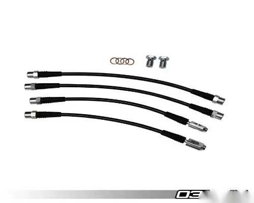 034 Motorsports Stainless Steel Braided Brake Line Kit for Audi A4/S4 Quattro B6/B7 2002-2008